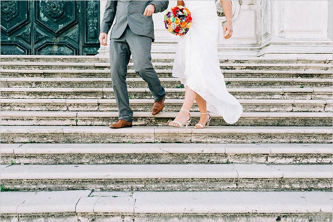 wedding in Venice at sunrise