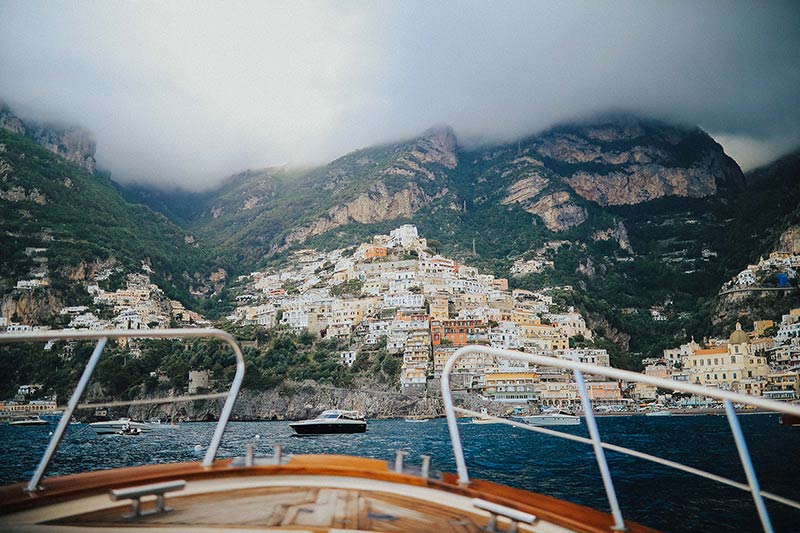 boat tour at sunset in Positano