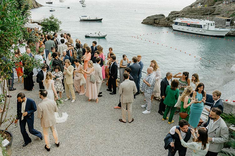 The arrival of the guests at the Sandra Fruttuoso Church in Camogli