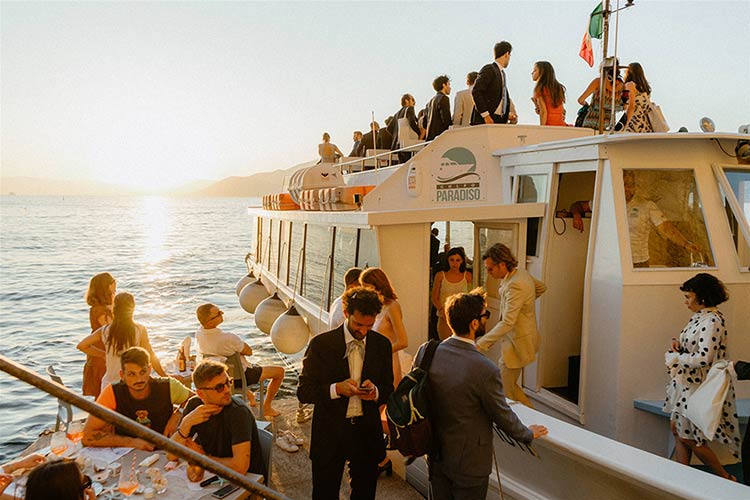 Italian-style reception in the park of Portofino