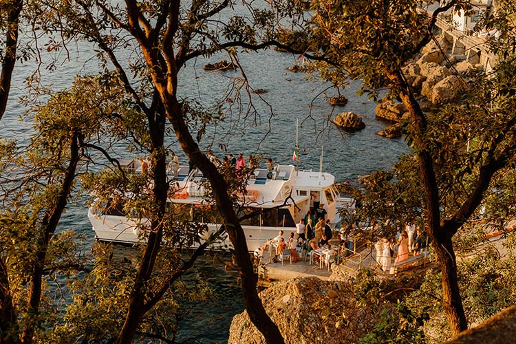 Italian-style reception in the park of Portofino