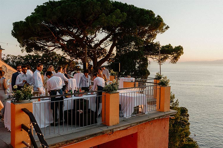 Italian-style reception in the park of Portofino