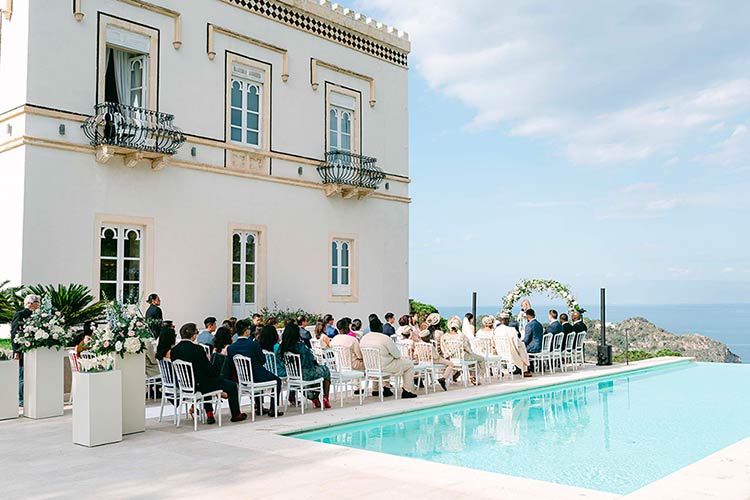 Symbolic ceremony in the gardens of the villa