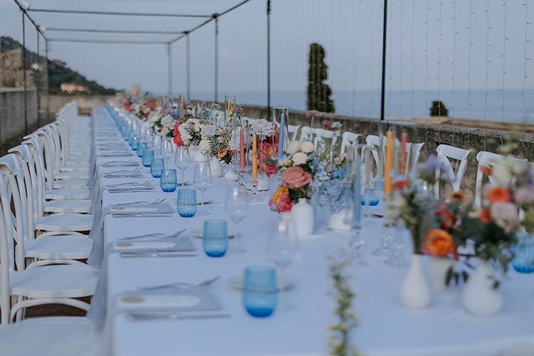 seaside wedding reception in Finale Ligure, Italian Riviera