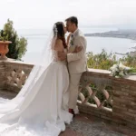 Romantic winter wedding in Taormina Sicily overlooking the Mediterranean Sea