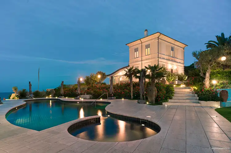 Aerial view of Villa Estea overlooking the Adriatic Sea, seaside wedding venue in Abruzzo