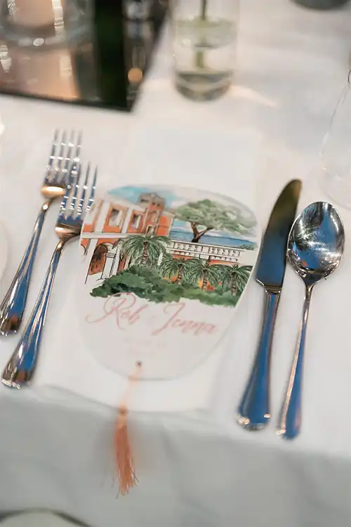 Personalised wedding menu inspired by Villa Paola in Tropea