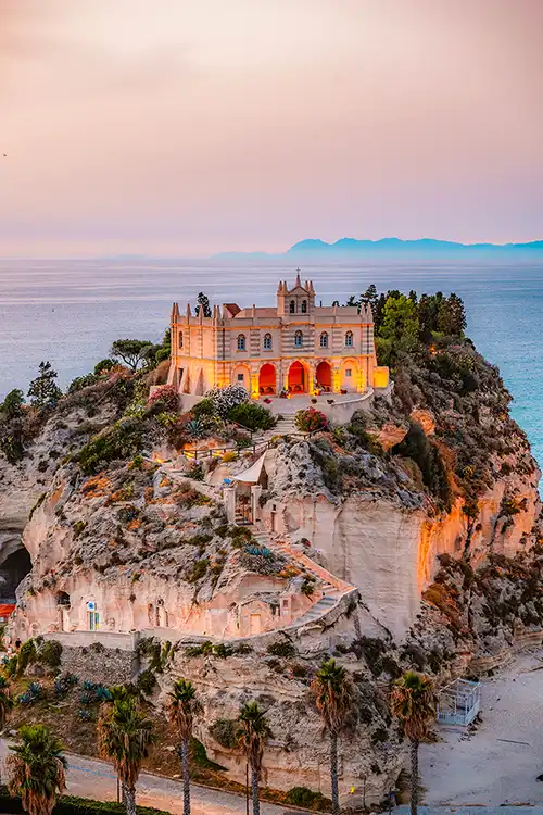 Santa Maria dell’Isola overlooking the sea in Tropea, Calabria