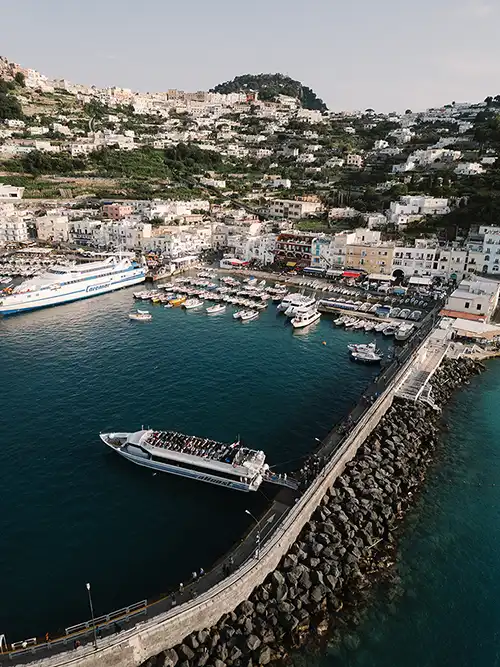Aerial view of Marina Grande in Capri, Italy