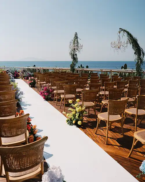 Wedding ceremony setup overlooking the sea in Capri